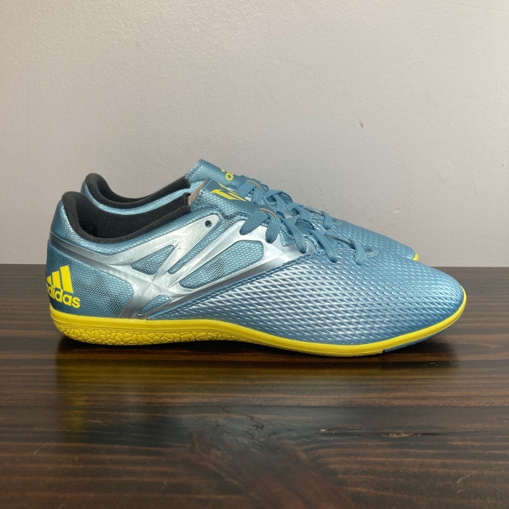 Adidas Messi 15.3 Ice Blue Yellow Indoor Football Soccer Trainers Mens Size 7.5